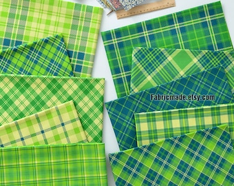 Grün karierter Baumwollstoff, Digitaldruck Tartan Karo Stoff - 1/2 Yard