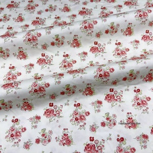 Rose Flower Cotton Fabric/ Purple Red Roses Floral Cotton For Quilt Summer Dress 1/2 yard 2 red floral