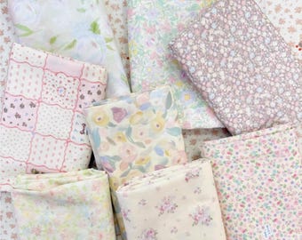 Pastel Flower Cotton Fabric - 1/2 yard
