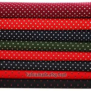 Polka Dots Stars Corduroy Cotton On Navy Blue Green Dark Red - 1/2 Yard