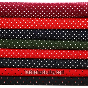 Polka Dots Stars Corduroy Cotton On Navy Blue Green Dark Red - 1/2 Yard