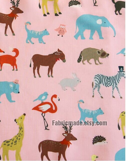 Kids Cartoon Linen Fabric Cute Animal Walking Linen Cotton Etsy