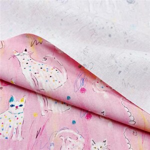 20s Spots Abstract Cats Print Pink Cotton Fabric for Hats, Kiss Clasp Bags, Book Covers & Pouches- 1/2 yard image 6