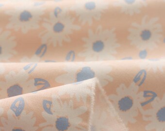Daisy Flower Cotton Fabric - Pastel Floral Print, Sewing & Crafting