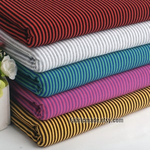 Knitting Cotton Fabric, Soft Cotton Knit Stretch Fabric Stripes Jersey Fabric- 1/2 yard 18&quot;x65&quot;