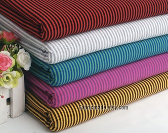 Knitting Cotton Fabric, Soft Cotton Knit Stretch Fabric Stripes Jersey Fabric- 1/2 yard 18"x65"