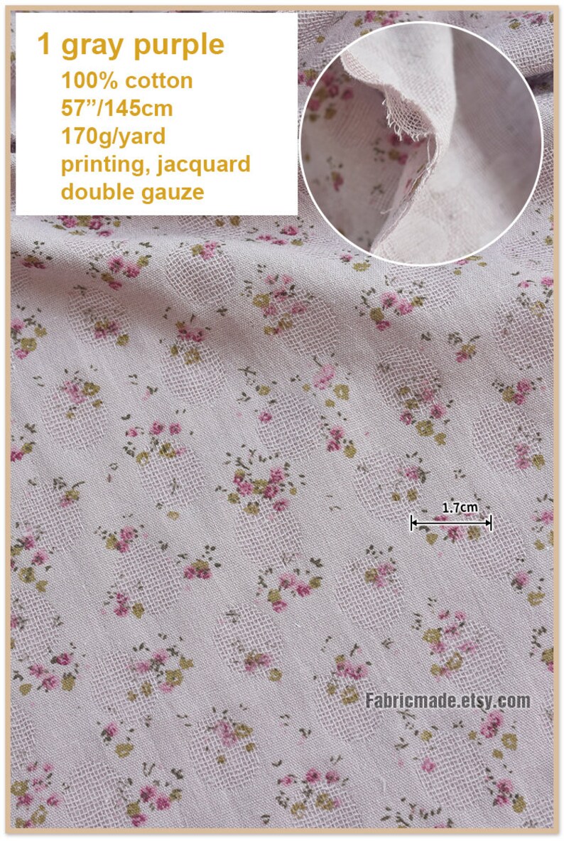 Tiny Rose Floral Gauze Cotton Fabric Double Layers Gauze Etsy