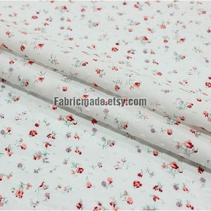 Tiny Pink Rose Cotton Fabric Jacquard Dots In White 1/2 yard image 3