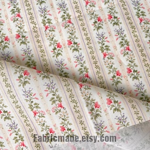 Tiny Floral Garland Round Stripes Flower Cotton Fabric - 1/2 yard image 12