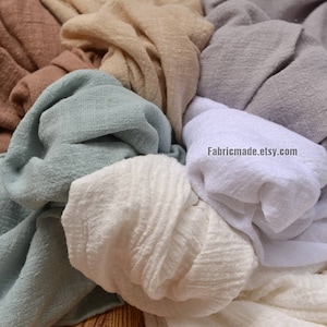 1 yard Solid Linen Gauze Fabric Light Linen Blended Bamboo Joint Pre Washed 33 colors Choose- Fabric by the Yard