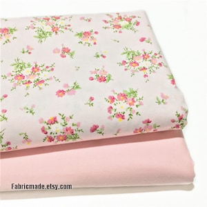 Baby Pink Tiny Flower Cotton Fabric Pastel Pink For Girls Summer Dress  - 1/2 Yard