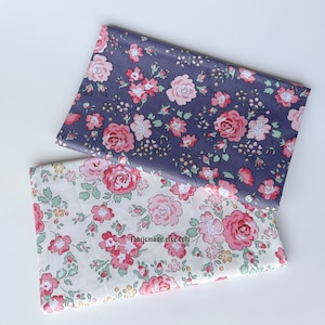 Shabby Pink Rose Floral Cotton Fabric Twill Cotton - 1/2 Yard