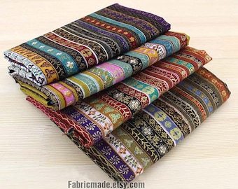 Colorful Stripe Cotton Linen Fabric – Boho Style, Garment & Cushion (1/2 Yard)