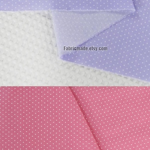 Tiny White Polka Dot Cotton Fabric In Blue Purple Pink Green Spots Dots Fabric 1/2 yard image 5