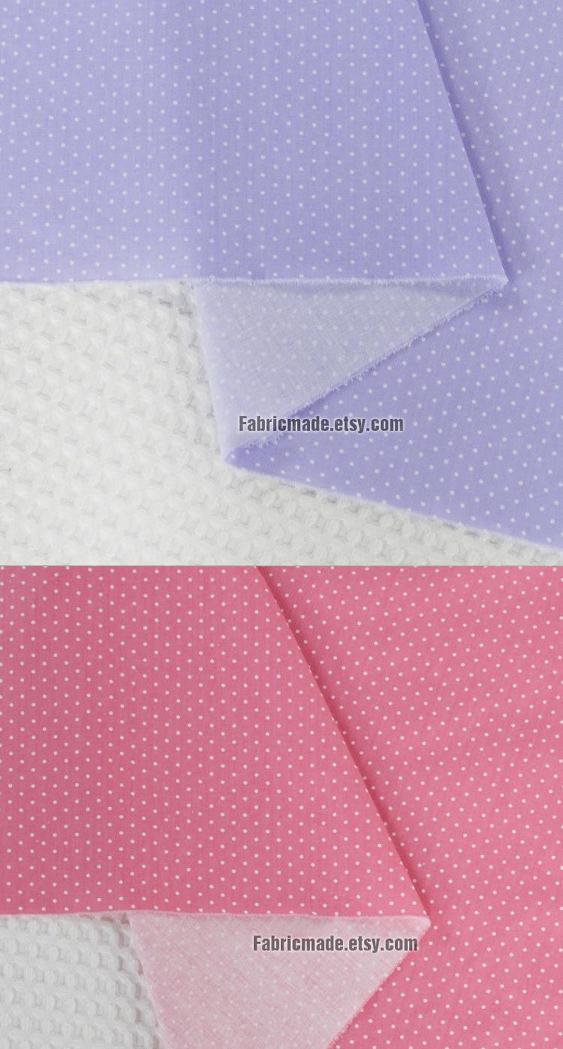 Tiny White Polka Dot Cotton Fabric In Blue Purple Pink Green Spots Dots Fabric 1/2 yard image 5