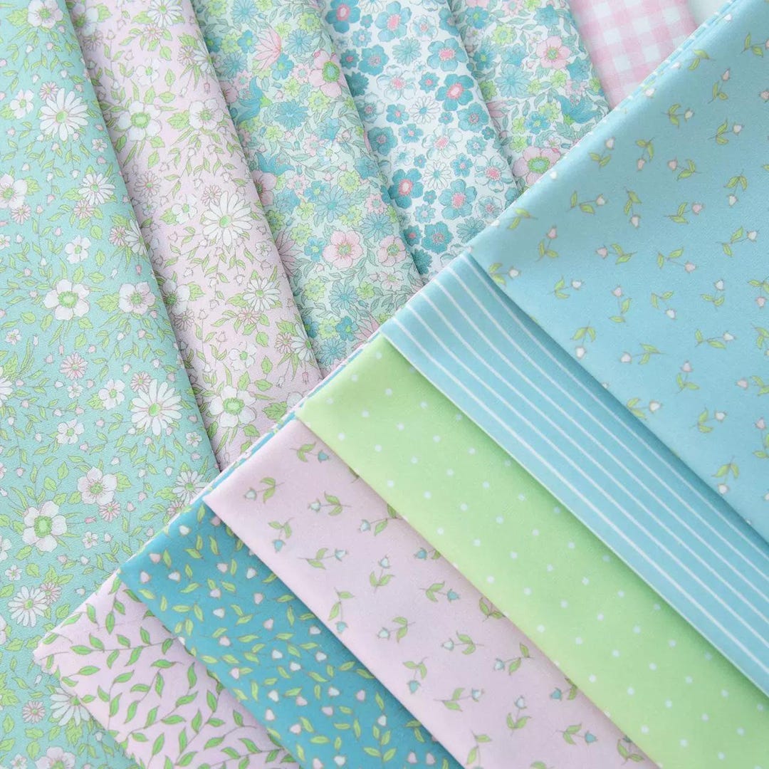 Mini Floral Cotton Fabric in Pastel Pink Blue Green - 1/2 Yard - Etsy