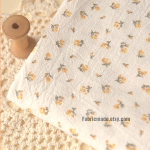 Pre-washed Little Yellow Flower Linen Blended Fabric - 1/2 yard