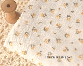Pre-washed Little Yellow Flower Linen Blended Fabric - 1/2 yard