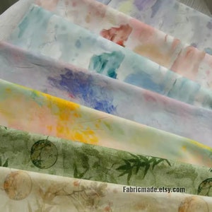 Soft Abstract Painting Styles Cotton Fabric, Pastel Watercolour Fabric- 1/2 Yard