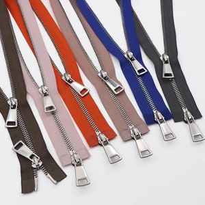 21 colors - Long Silver Teeth Heavy Zippers, Two Ways Metal Zippers For Jackets & Chaps #5 BRASS Separating - Select Color and Length