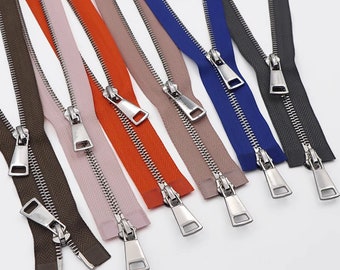 21 colors - Long Silver Teeth Heavy Zippers, Two Ways Metal Zippers For Jackets & Chaps #5 BRASS Separating - Select Color and Length