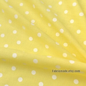 White Polka Dot On Green Yellow Linen Viscose Blend Fabric 1/2 yard image 7