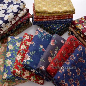 Brushed Cotton Fabric Vintage Floral Cotton For Autumn Winter - 1/2 yard