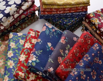 Brushed Cotton Fabric Vintage Floral Cotton For Autumn Winter - 1/2 yard