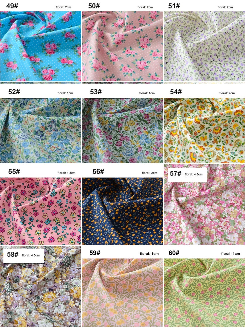 50 styles Little Floral Cotton Fabric Shabby Flower Cotton Fabric Collection 1/2 yard image 8