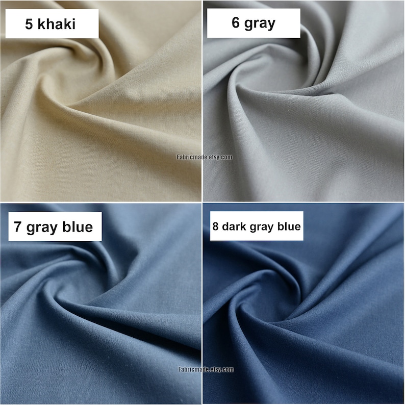 May include: Four fabric swatches in different colors: khaki, gray, gray blue, and dark gray blue. The swatches are arranged in a grid pattern.