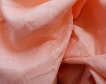 110" Width 100% Linen Fabric, Coral Orange Pink Softened Stonewashed Linen For Quilting Bedding Clothing - 20"/50cm