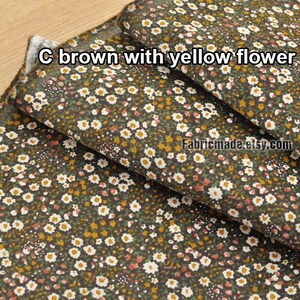 Corduroy Cotton Fabric, Pinstripes Black Brown Corduroy Cotton With Small Daisy Flower Fabric 1/2 yard image 5