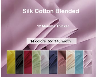 20 Colors- Solid Silk Cotton Blend Fabric Lining Fabric  12 Momme - 19.6"/50cm