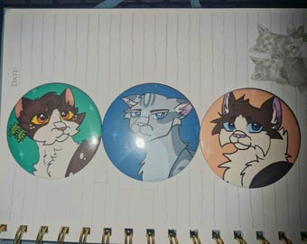 Spille raffiguranti i gatti guaritori Spottedleaf, Jayfeather e Littlecloud - Set di spille artistiche fatte a mano.