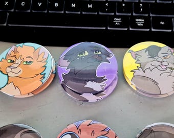 Insignias de los Guerreros Firestar, Ravenpaw y Graystripe – Set de arte felino hecho a mano