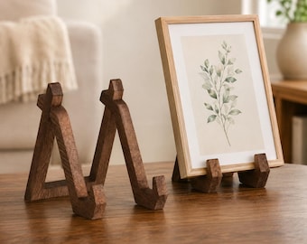Präsentationsständer aus Holz, Staffelei aus dunklem Holz, Tischdekoration, Halter für Kochbücher, Schallplatten und Bilderrahmen
