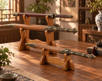 Sword Display Stand, Wooden Katana Holder Rack for Samurai Sword, Wakizashi, Tanto, Tabletop Storage Bracket