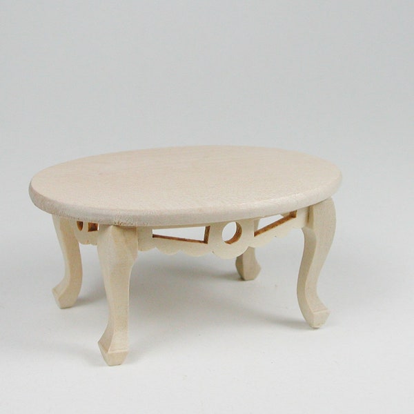 Table ovale, table basse pour la maison de poupée