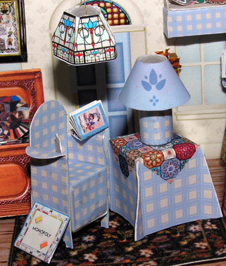 the doll/'s house Paperminis Paper Craft Kit in miniature for the doll/'s house Dollhouse Miniatures Americana Cottage