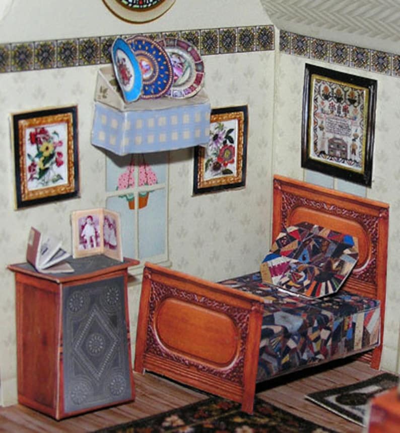 the doll/'s house Paperminis Paper Craft Kit in miniature for the doll/'s house Dollhouse Miniatures Americana Cottage