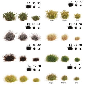 Tufts of grass for landscaping or gardening in miniature, dollhouses, dollhouses, cribs, model making