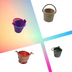 Eimer aus Holz, aus Metall, aus Kupfer, aus Kunstoff in Miniatur, Puppenhaus, Putzeimer, Spieleimer, Eimer zum spielen, Wassereimer