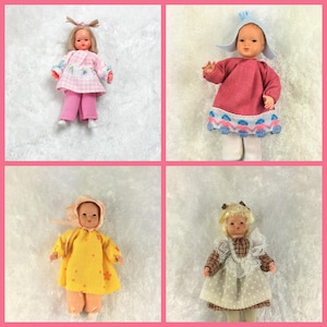 Caco dollhouse bending doll, girl  2,75 - 2,95 inch for the dollhouse