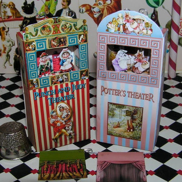 Punch and Judy et Beatrix Potter Theatre, Paperminis, kit d'artisanat en papier miniature pour la maison de poupée, la maison de poupée