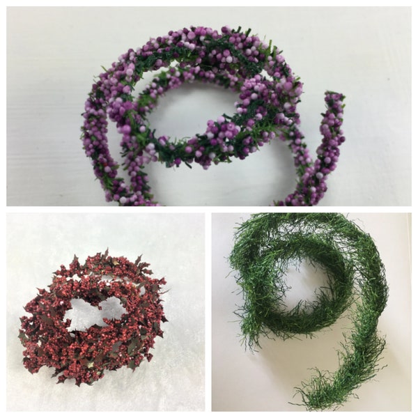 Heather garland, Erika grass garland 50 cm, basic price 2, - Euro / m, for tinkering for the dollhouse, the dollhouse, cribs, model making