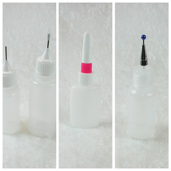 Applicator, reusable bottle with ultra-fine tip, bottle with spout that can be used as a glue bottle