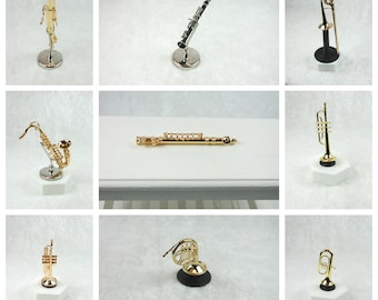 Musical instruments, wind instruments for the dollhouse, trumpet, tuba, saxophone, clarinet