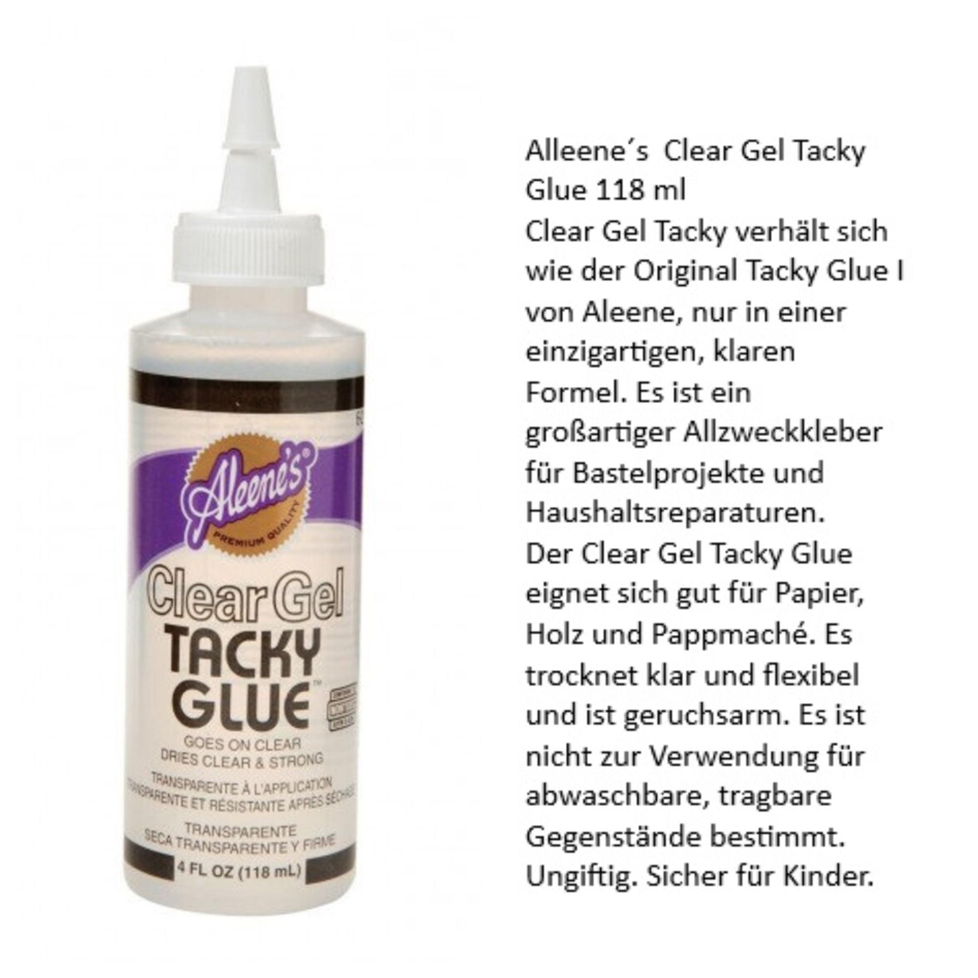 Aleene's Original Tacky Glue – Universeller Bastelkleber, Stark, Wasserlöslich, Trocknet Klar, 16 Oz (ca. 473 Ml)