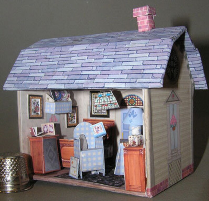 the doll/'s house Paperminis Paper Craft Kit in miniature for the doll/'s house Dollhouse Miniatures Americana Cottage