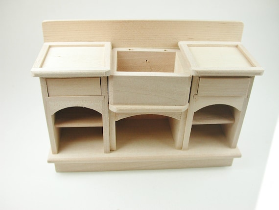 Long Wood Table w//Water-Tap Drawer Workbench Furniture Dollhouse Miniatures 1:12